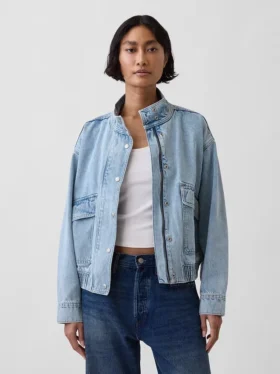 Chaqueta bomber de mezclilla de corte oversize