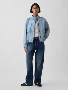 Chaqueta bomber de mezclilla de corte oversize