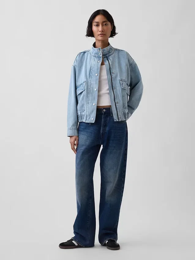 Chaqueta bomber de mezclilla de corte oversize