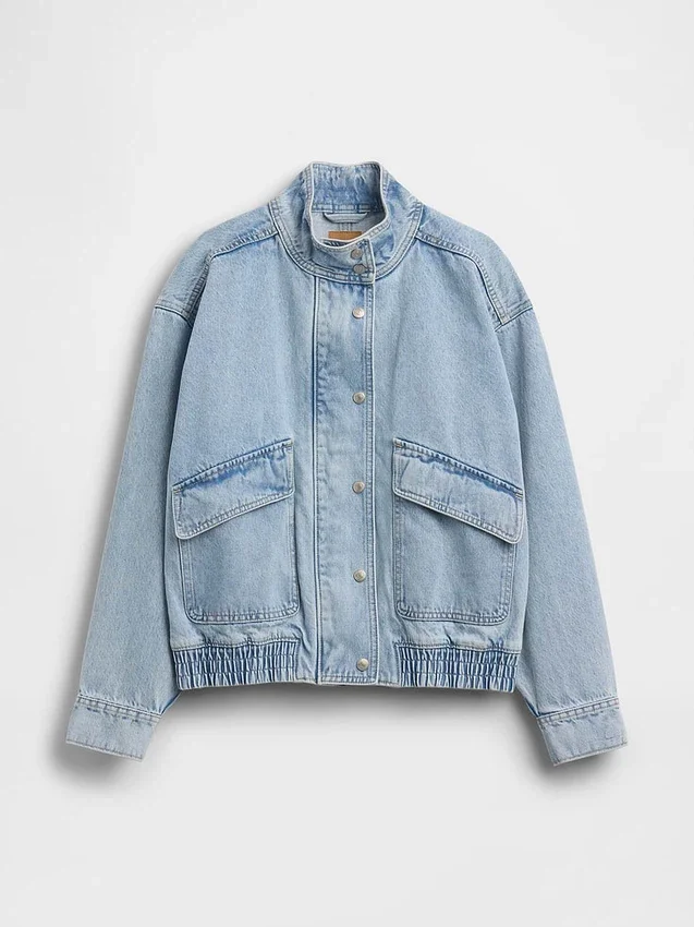 Chaqueta bomber de mezclilla de corte oversize
