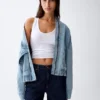 Chaqueta bomber de mezclilla de corte oversize