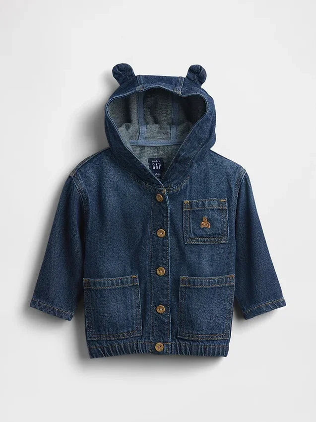 Chaqueta con capucha de mezclilla ultrasuave para bebés