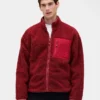 Chaqueta con cremallera de sherpa reciclado y logo extragrande