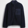 Chaqueta con cremallera de sherpa reciclado y logo extragrande