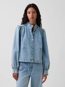Chaqueta corta de mezclilla estilo swing