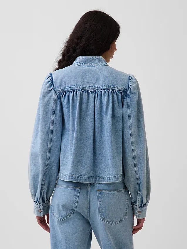 Chaqueta corta de mezclilla estilo swing