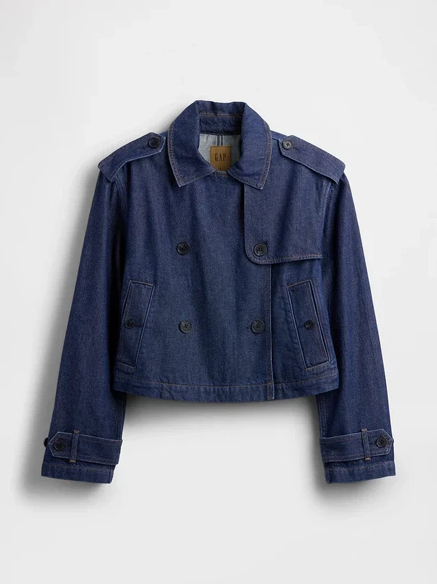 Chaqueta corta tipo trench de mezclilla ultrasuave