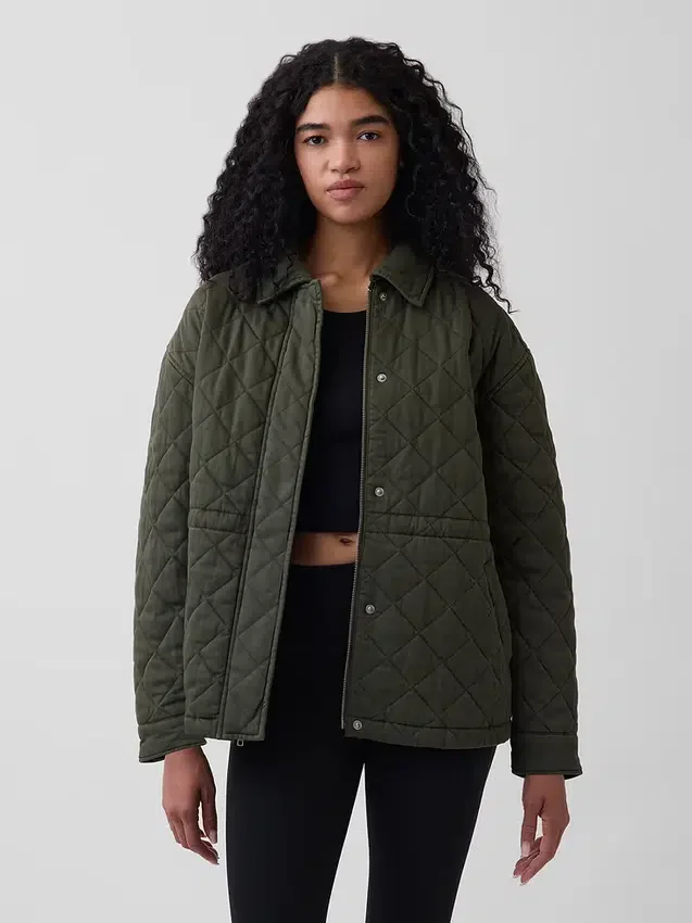 Chaqueta de campo acolchada con cinturón