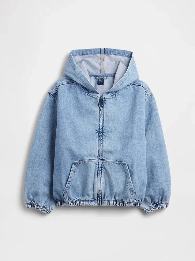 Chaqueta de mezclilla con capucha de corte holgado para niños