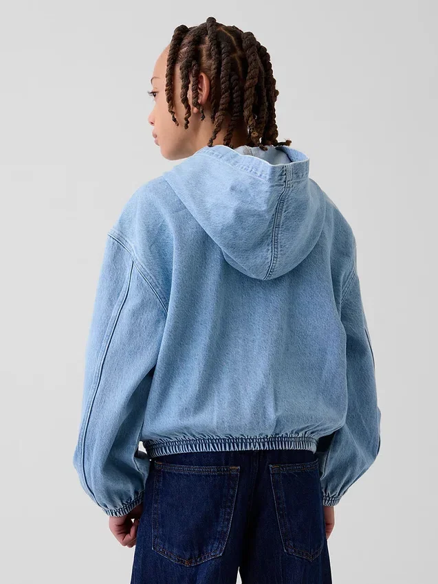 Chaqueta de mezclilla con capucha de corte holgado para niños