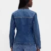 Chaqueta de mezclilla larga y ajustada