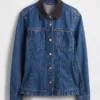 Chaqueta de mezclilla larga y ajustada