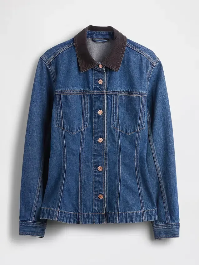 Chaqueta de mezclilla larga y ajustada
