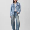 Chaqueta de mezclilla oversize con cuello chal