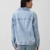 Chaqueta de mezclilla oversize con cuello chal