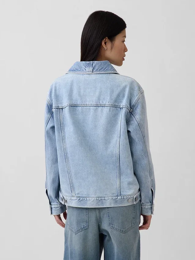 Chaqueta de mezclilla oversize con cuello chal