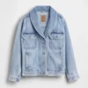 Chaqueta de mezclilla oversize con cuello chal