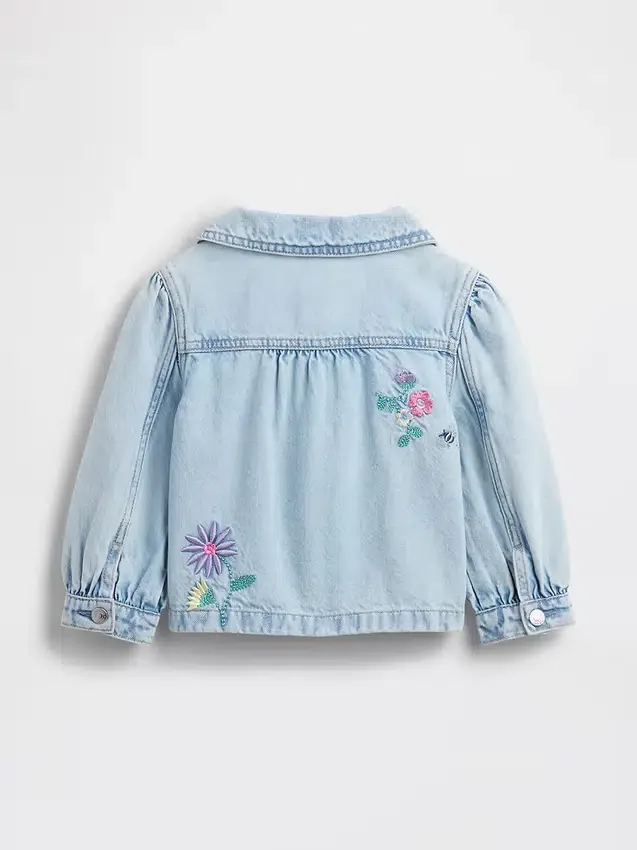 Chaqueta de trabajo de mezclilla bordada para bebés y niños