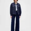 Chaqueta icónica de mezclilla oversize con mangas abullonadas ultrasuaves