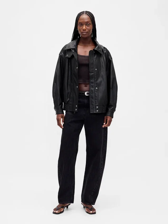 Chaqueta oversize de cuero vegano