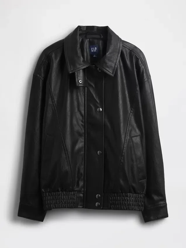Chaqueta oversize de cuero vegano