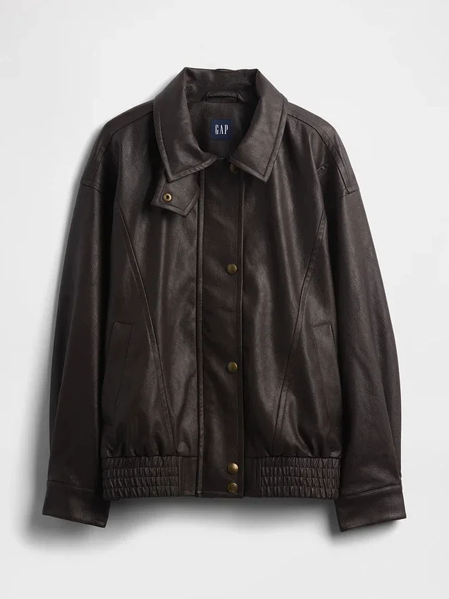 Chaqueta oversize de cuero vegano