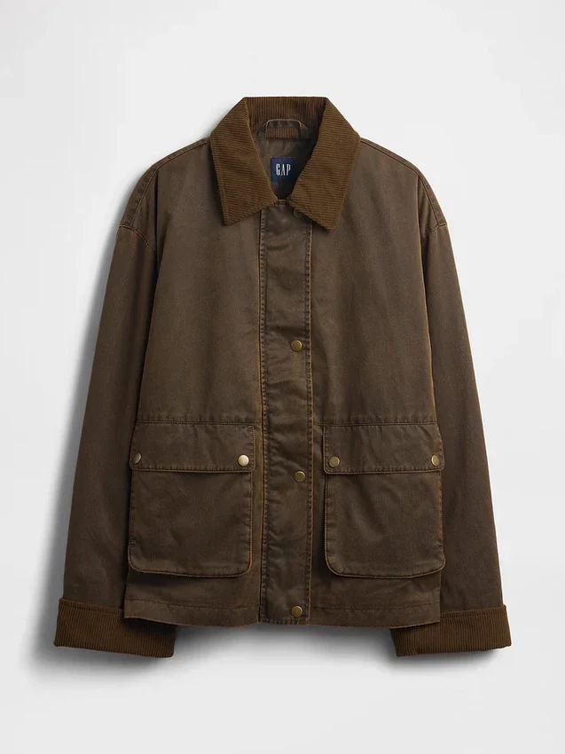 Chaqueta tipo «barn» de lona encerada