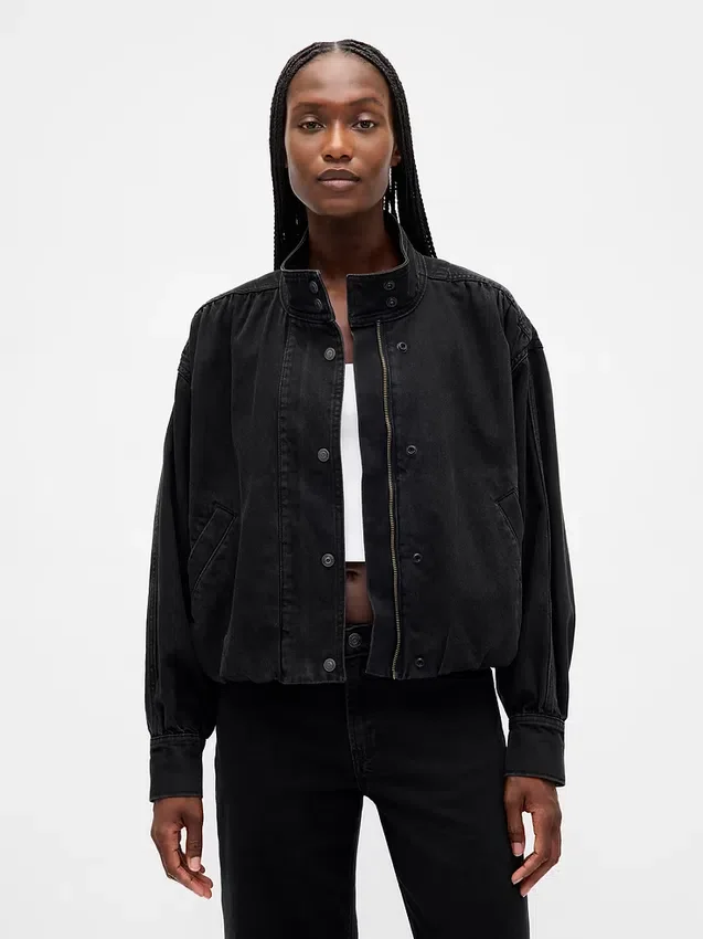 Chaqueta tipo burbuja de mezclilla