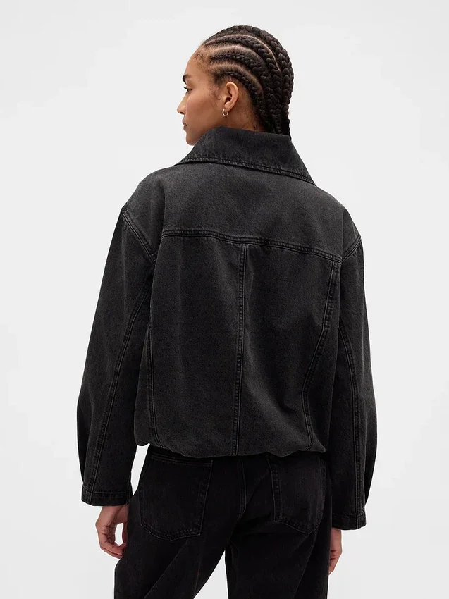 Chaqueta tipo capullo oversize de mezclilla