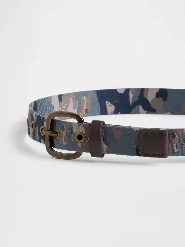 Cinturón de malla con estampado de camuflaje para niños