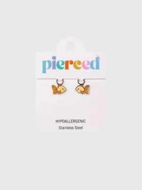 Colgantes de peces dorados con perforación para aretes Huggie
