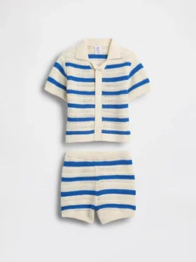 Conjunto de bebé con rayas de ganchillo