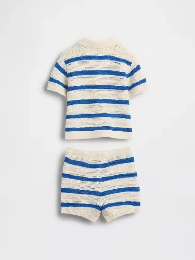 Conjunto de bebé con rayas de ganchillo