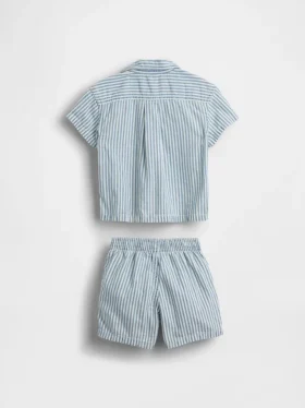 Conjunto de bebé con rayas de mezclilla