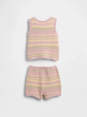 Conjunto de chaleco de rayas de ganchillo para bebé