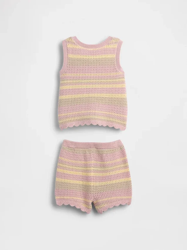 Conjunto de chaleco de rayas de ganchillo para bebé