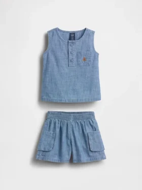 Conjunto de denim con bolsillo para bebé