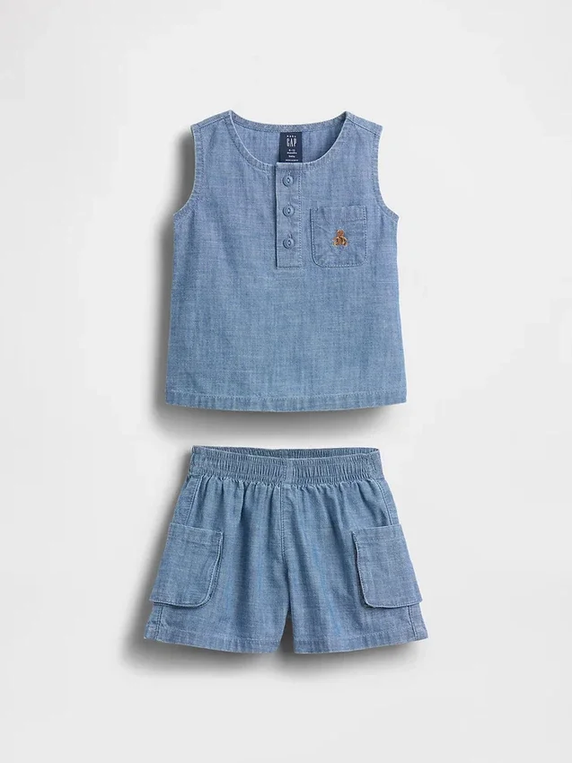 Conjunto de denim con bolsillo para bebé