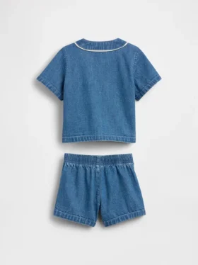 Conjunto de denim estilo universitario para bebé