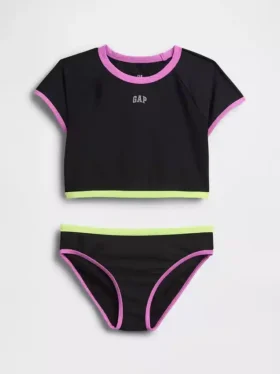 Conjunto de dos piezas de traje de baño con camiseta protectora para niños