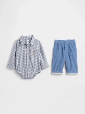 Conjunto de franela y pana para bebé