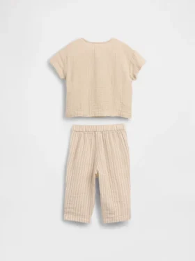 Conjunto de gasa de algodón para bebé estilo Henley