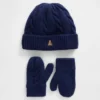 Conjunto de gorro y mitones de punto trenzado CashSoft para Bebé y Niño