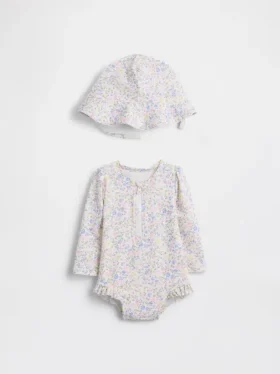 Conjunto de natación con camiseta de protección floral para bebé