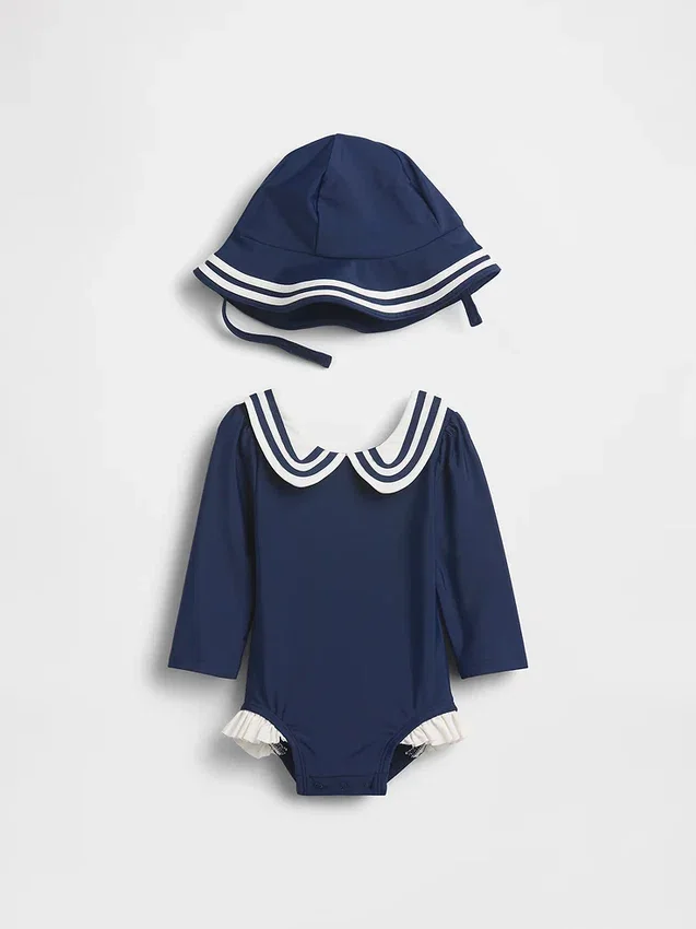 Conjunto de natación con camiseta protectora estilo marinero para bebé