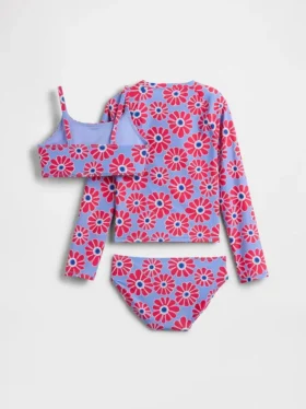 Conjunto de natación de tres piezas con camiseta protectora para niños
