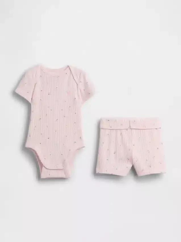 Conjunto de pantalones cortos y body «Grow-With-Me» de Tinyrib para bebé
