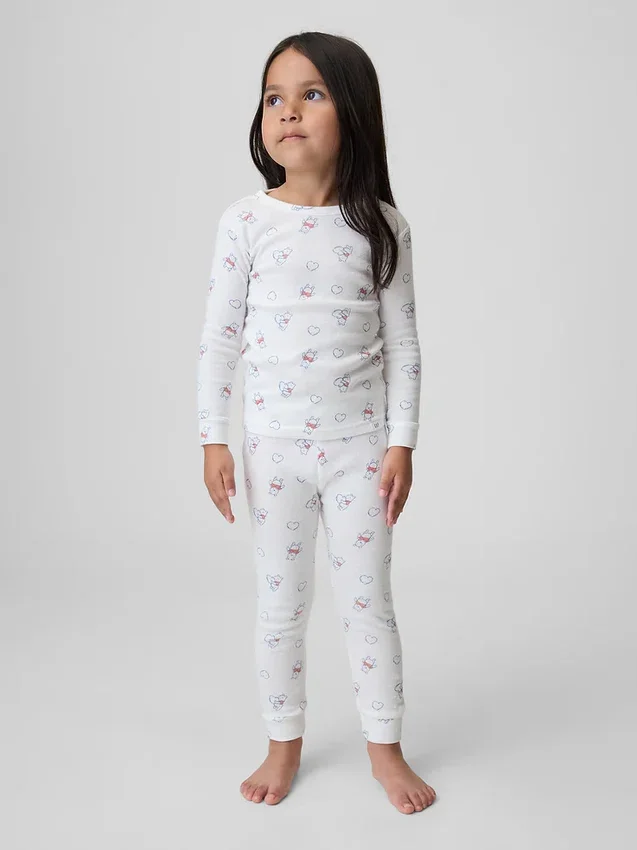 Conjunto de pijama de algodón cepillado orgánico de Winnie the Pooh para bebés y niños