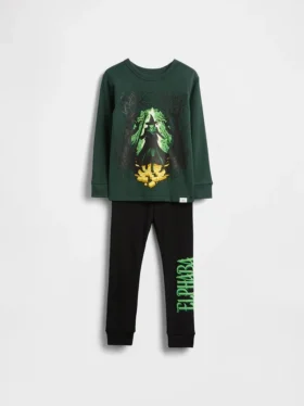 Conjunto de pijama de algodón cepillado orgánico «Wicked» para Bebé y Niño