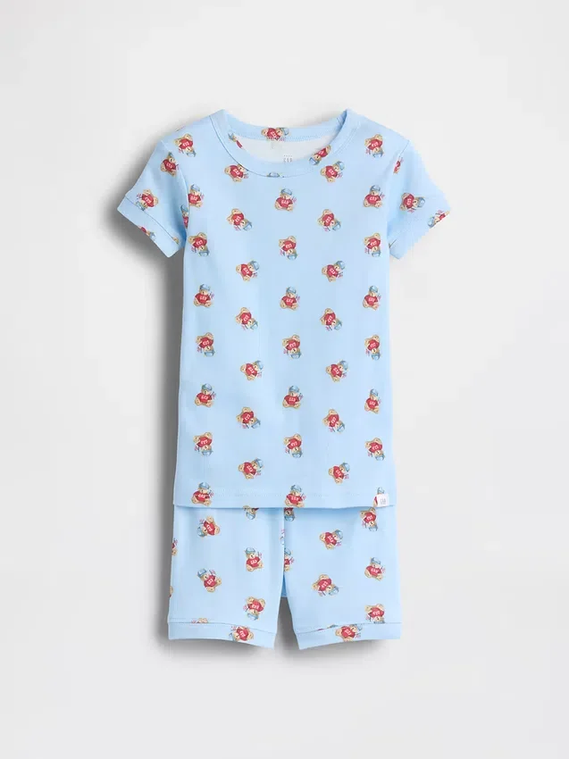 Conjunto de pijama de algodón orgánico cepillado Brannan Bear para bebés y niños pequeños en pantalones cortos